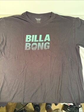 Billabong Black Tee with Teal Fade Logo